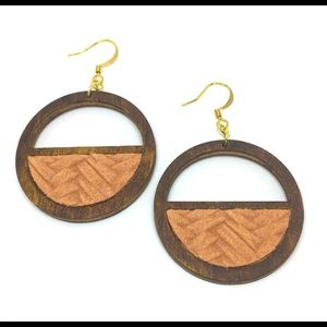 Coral Basket-Weave Faux Leather Earrings